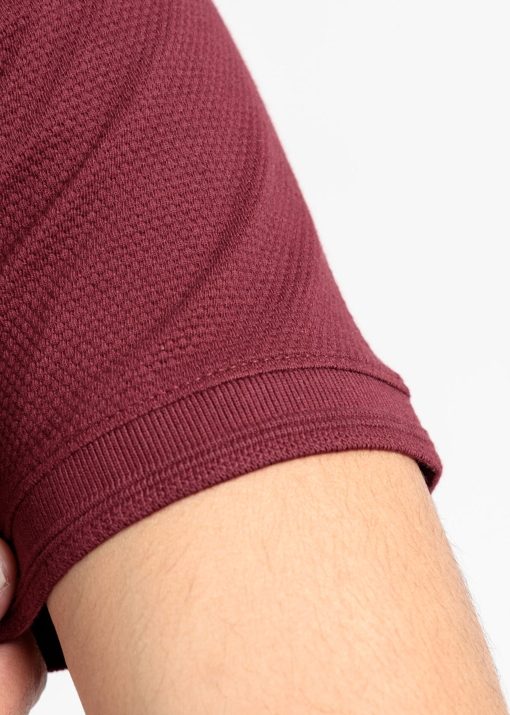 Popcorn Jacquard Polo Shirt — Maroon