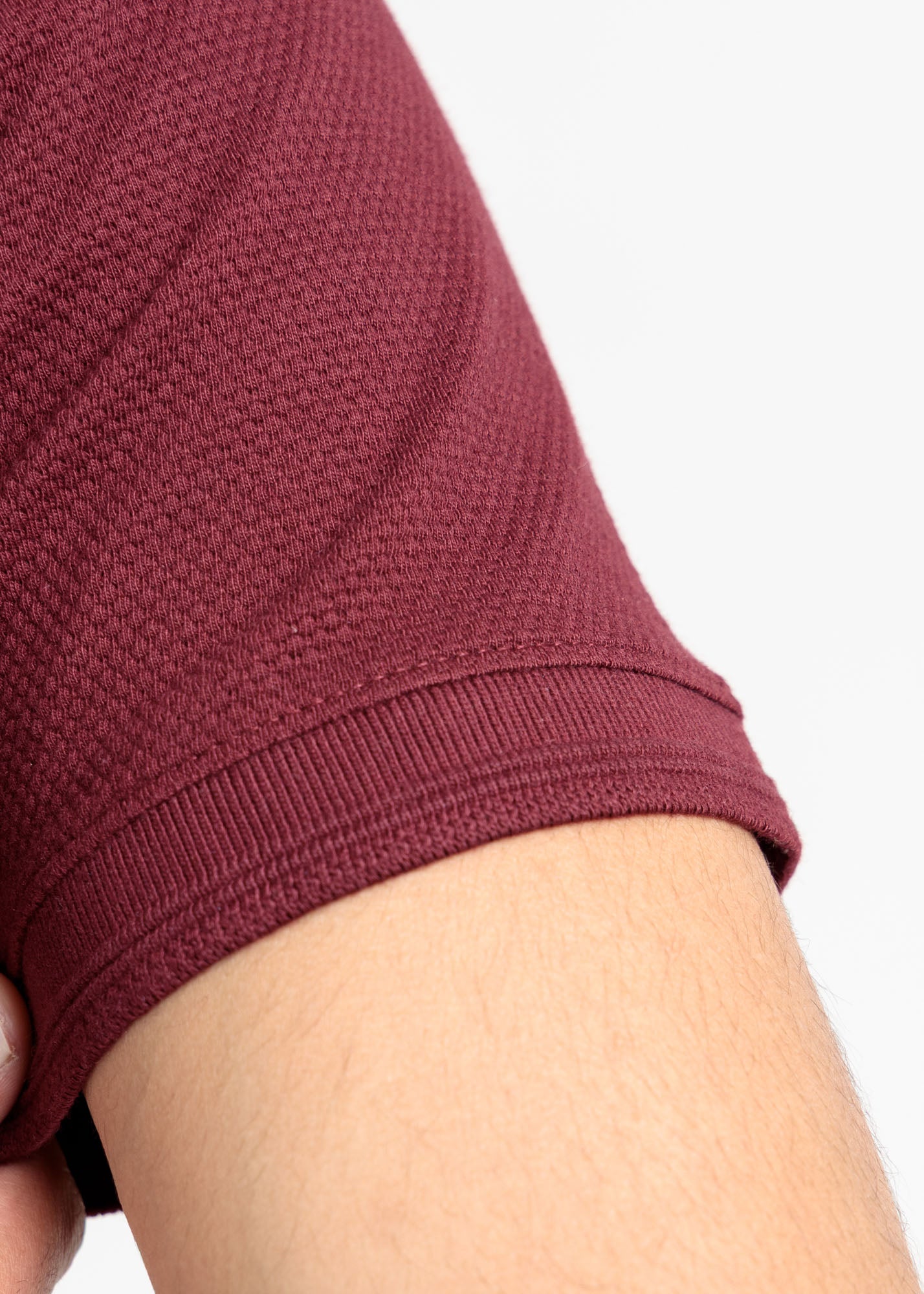 Popcorn Jacquard Polo Shirt — Maroon