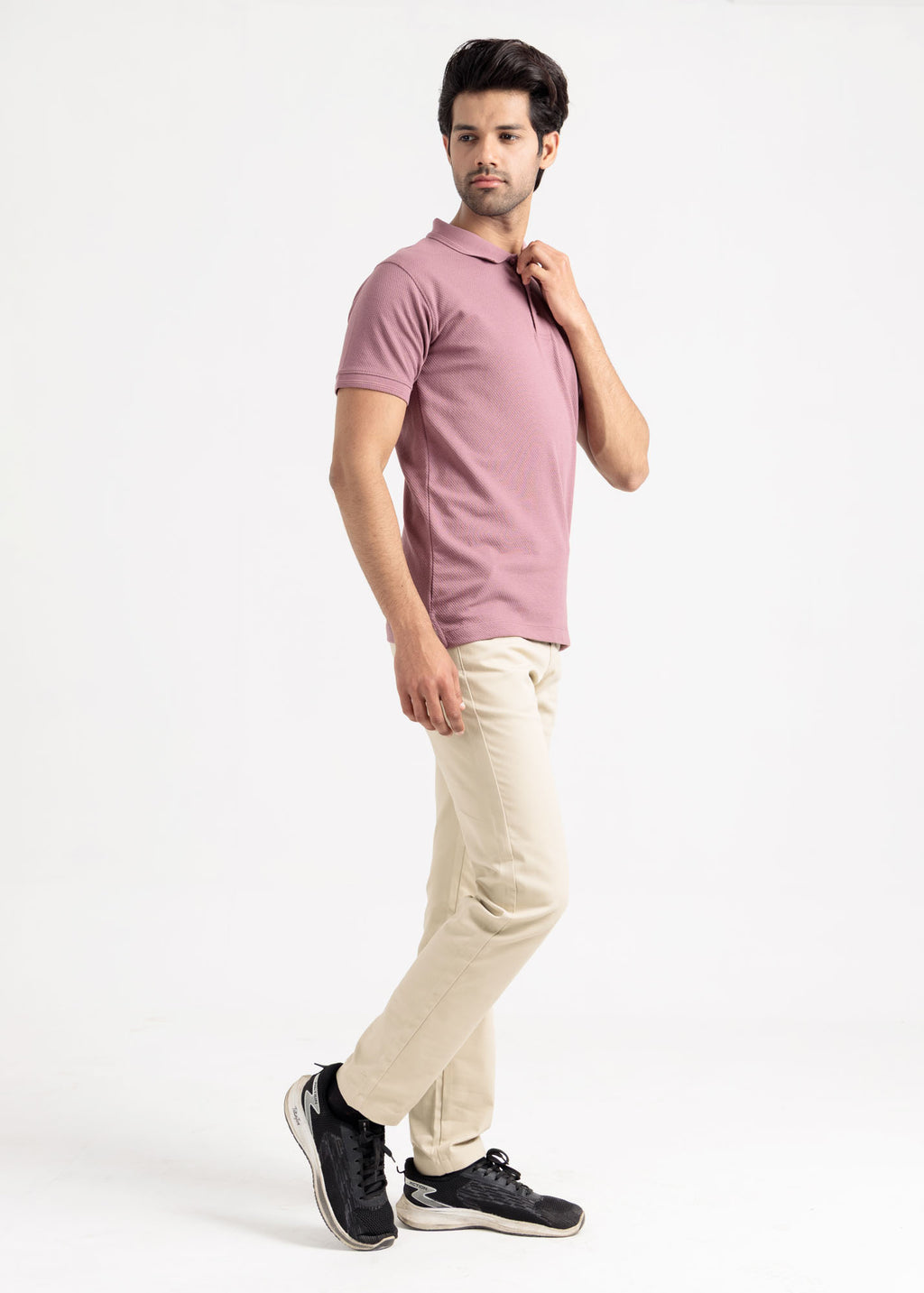Popcorn Jacquard Polo Shirt — Wisteria