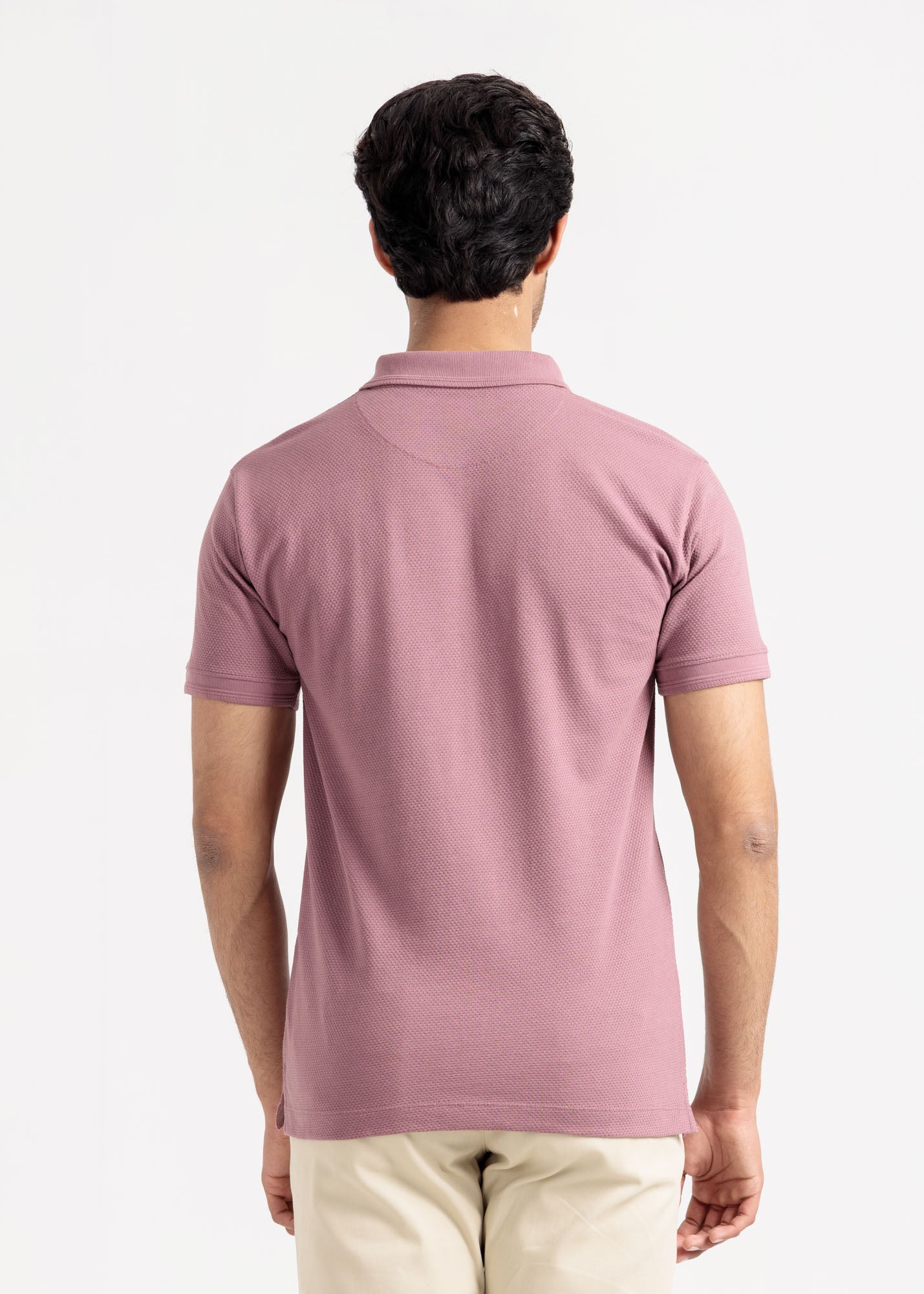 Popcorn Jacquard Polo Shirt — Wisteria
