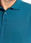 Popcorn Jacquard Polo Shirt — Teal