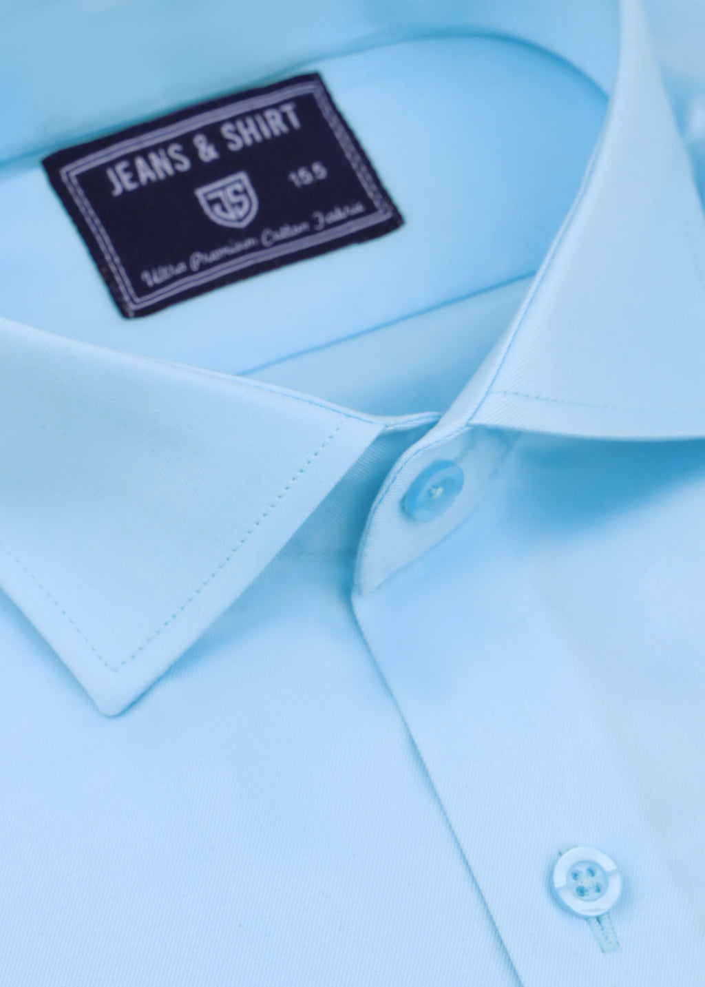 Ice Blue Cotton Satin Formal Shirt