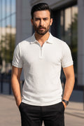 White Drop Needle Polo Shirt