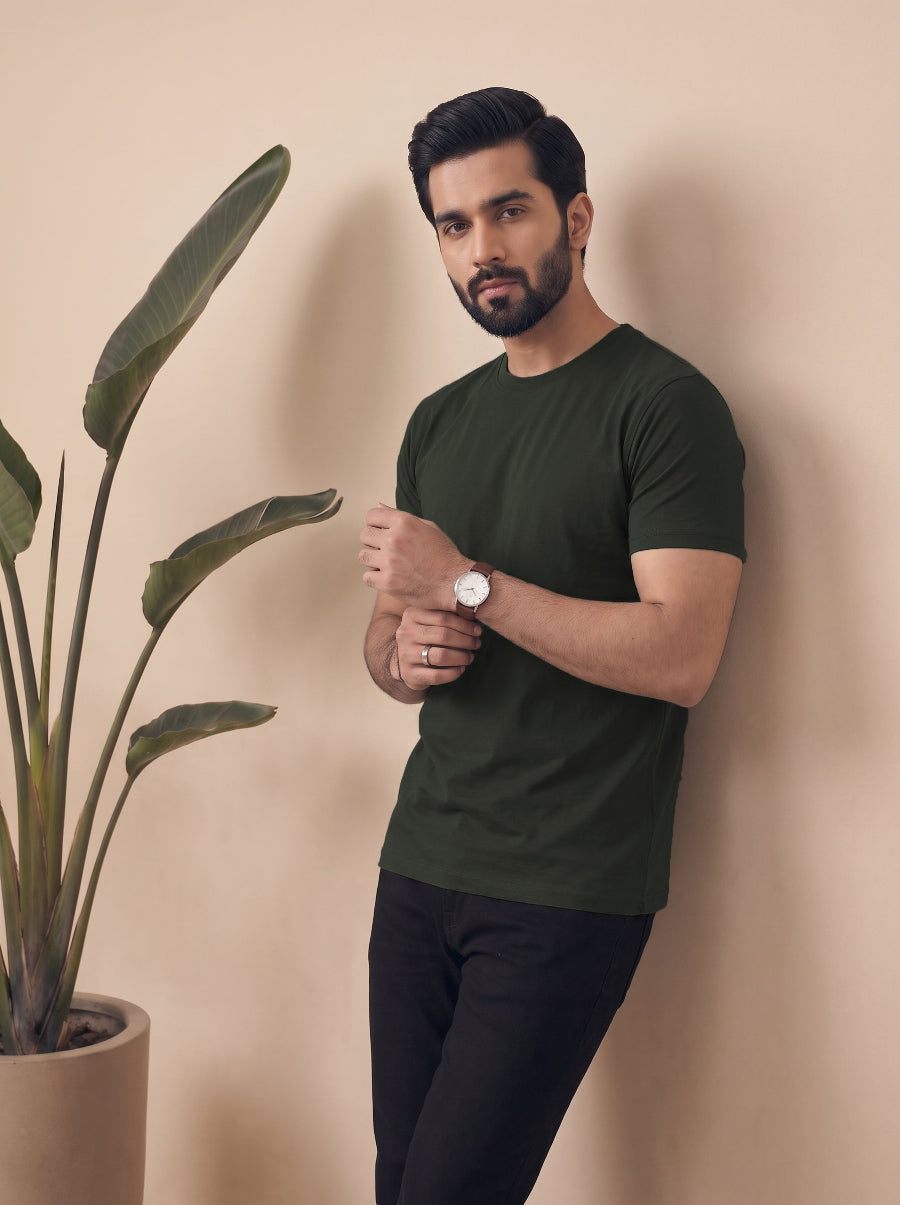 All Day Cotton Stretch T-Shirt – Olive Green
