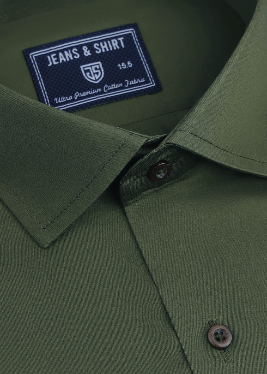 Olive Green Cotton Satin Formal Shirt