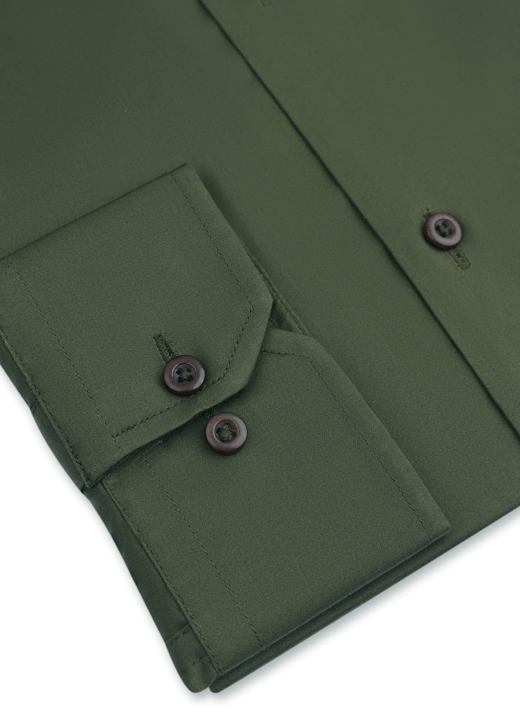 Olive Green Cotton Satin Formal Shirt