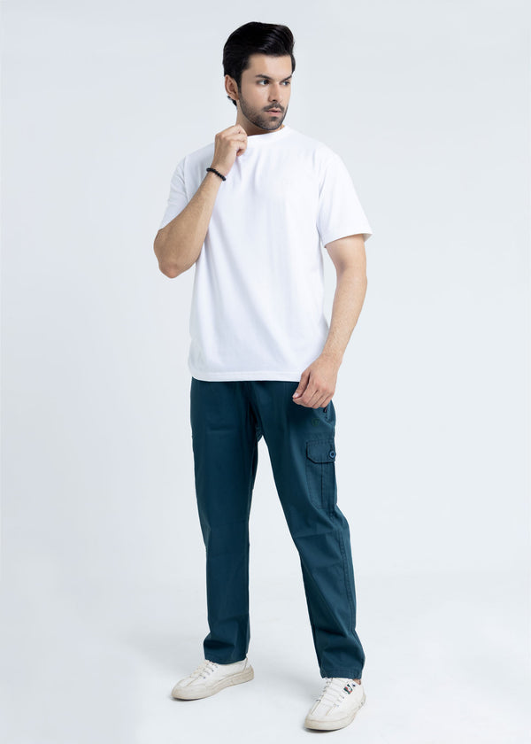 Relaxed Fit White T-Shirt Lycra Jersey