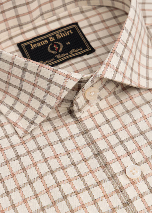 Almond Brown Check Formal Shirt