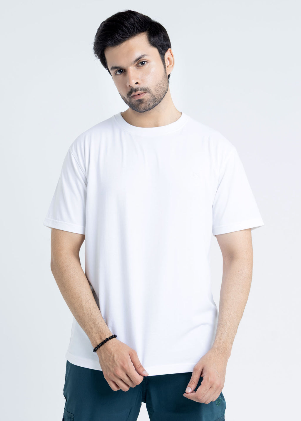 Relaxed Fit White T-Shirt Lycra Jersey