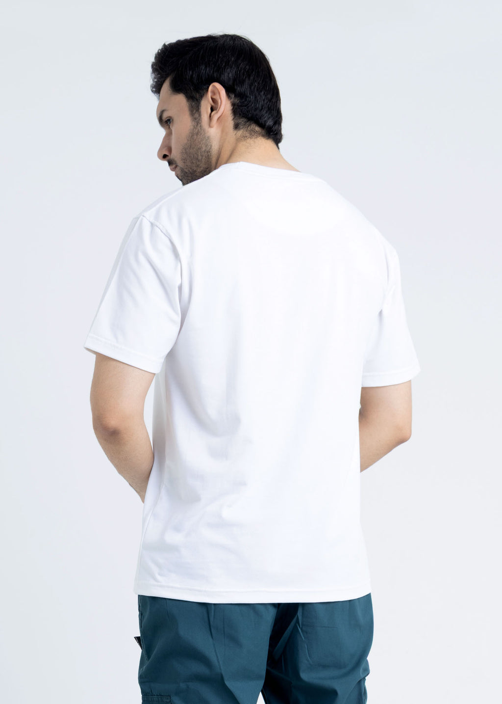 Relaxed Fit White T-Shirt Lycra Jersey