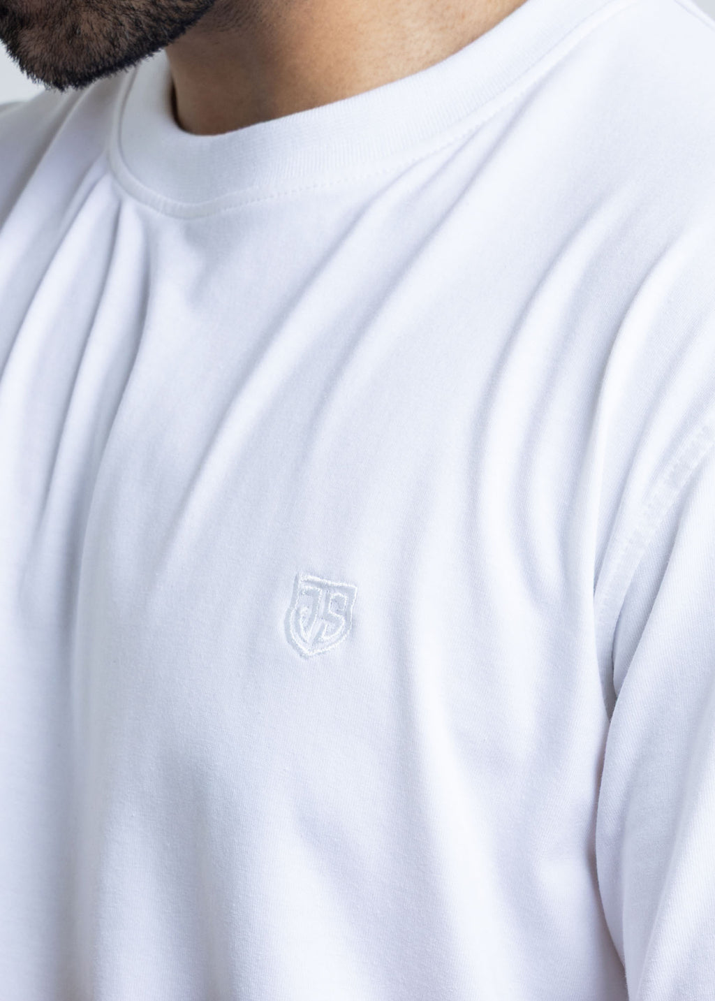 Relaxed Fit White T-Shirt Lycra Jersey
