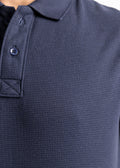 Waffle Knit Polo Shirt — Deep Navy
