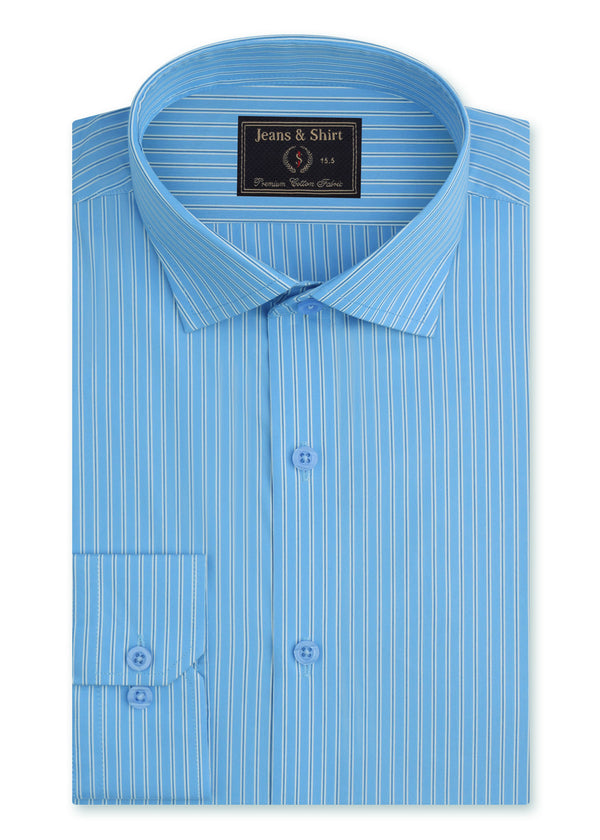 Sky Blue and Navy Stripe Formal Shirt