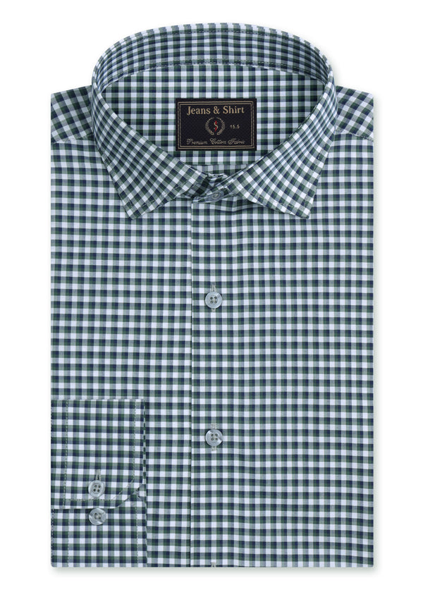 Green Navy Check Formal Shirt