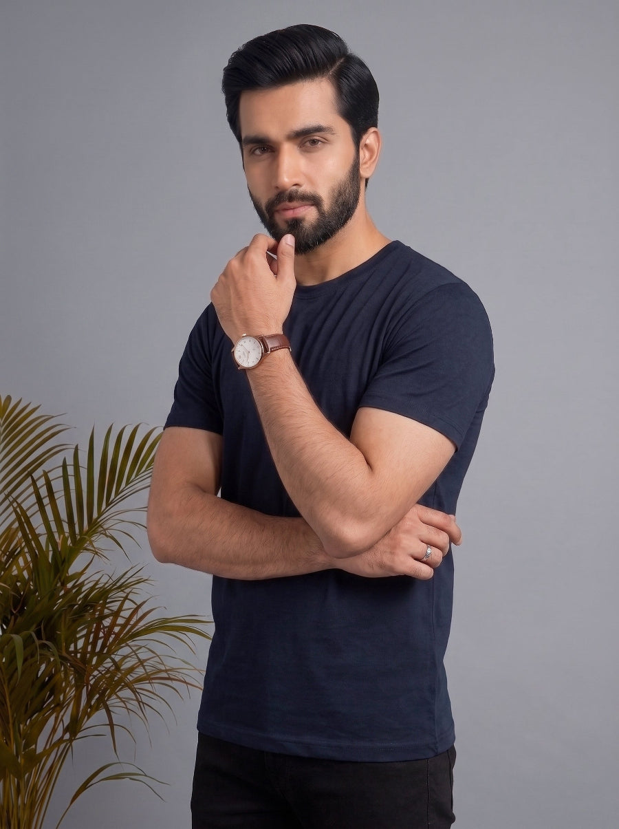 All Day Cotton Stretch T-Shirt – Navy