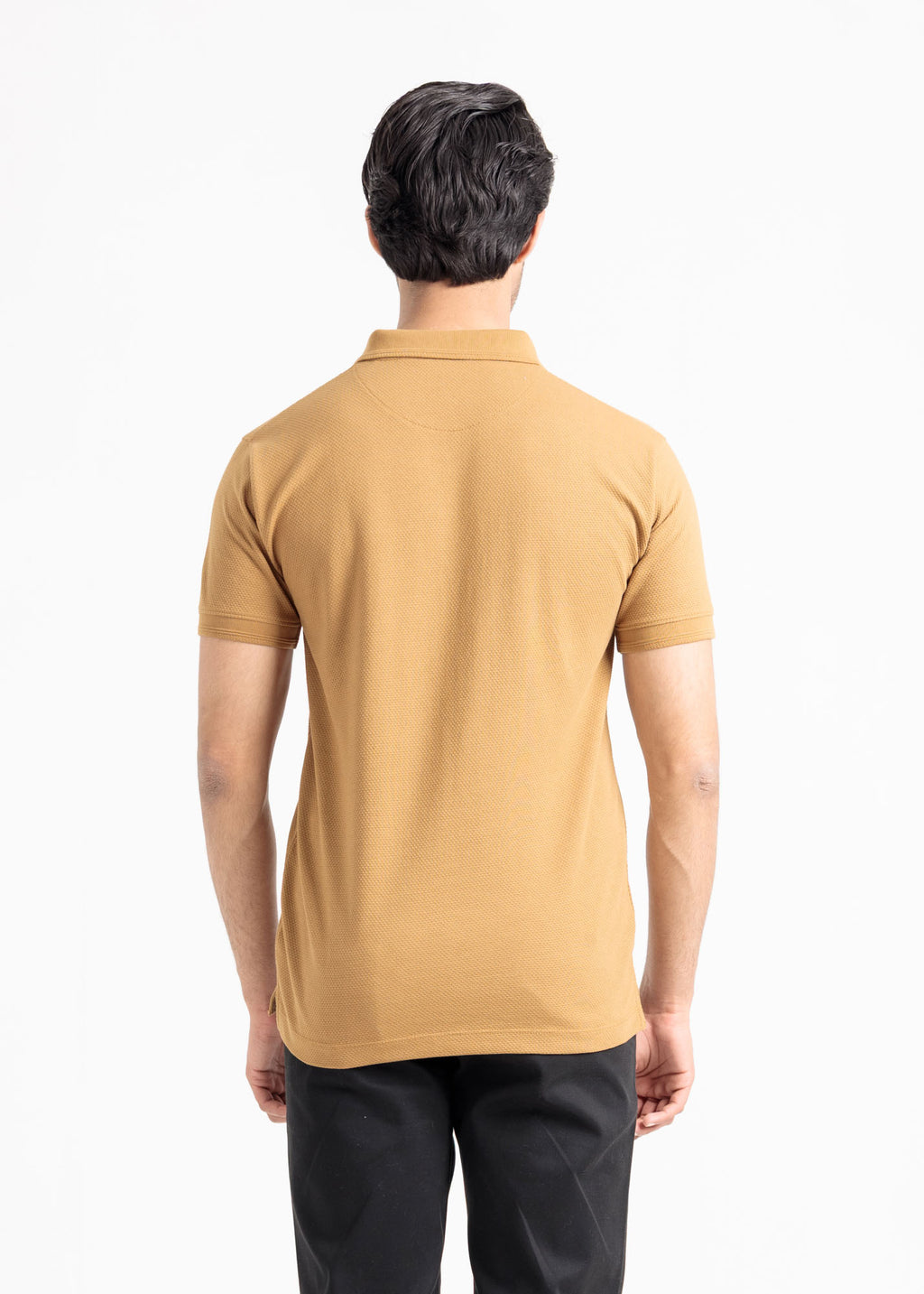 Popcorn Jacquard Polo Shirt — Camel