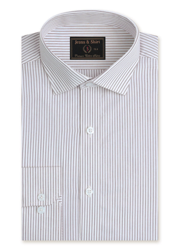 White Formal Shirt with Fine Maroon Stripe