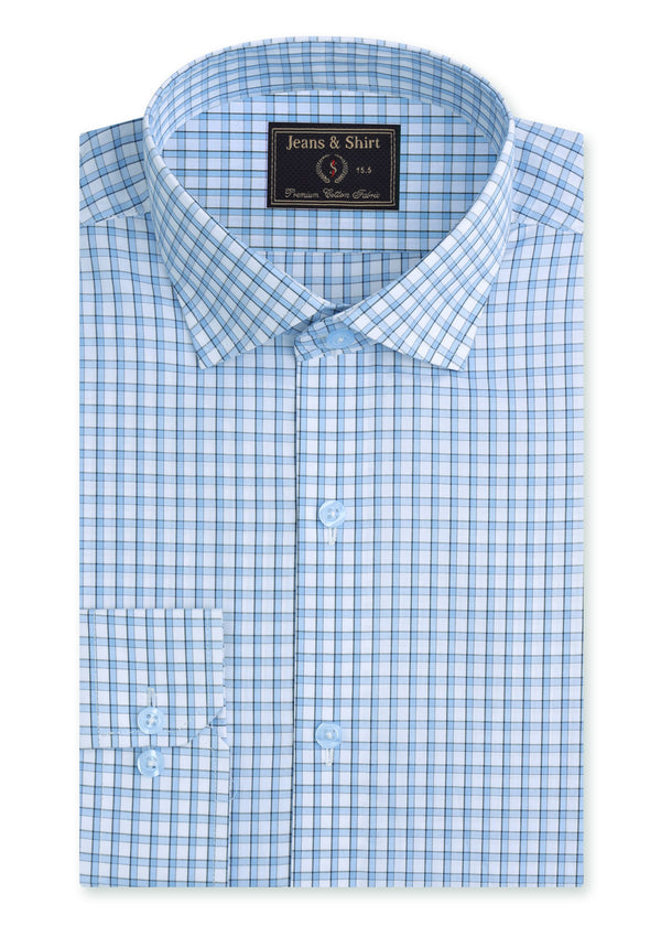 Sky Blue Graph Check Formal Shirt