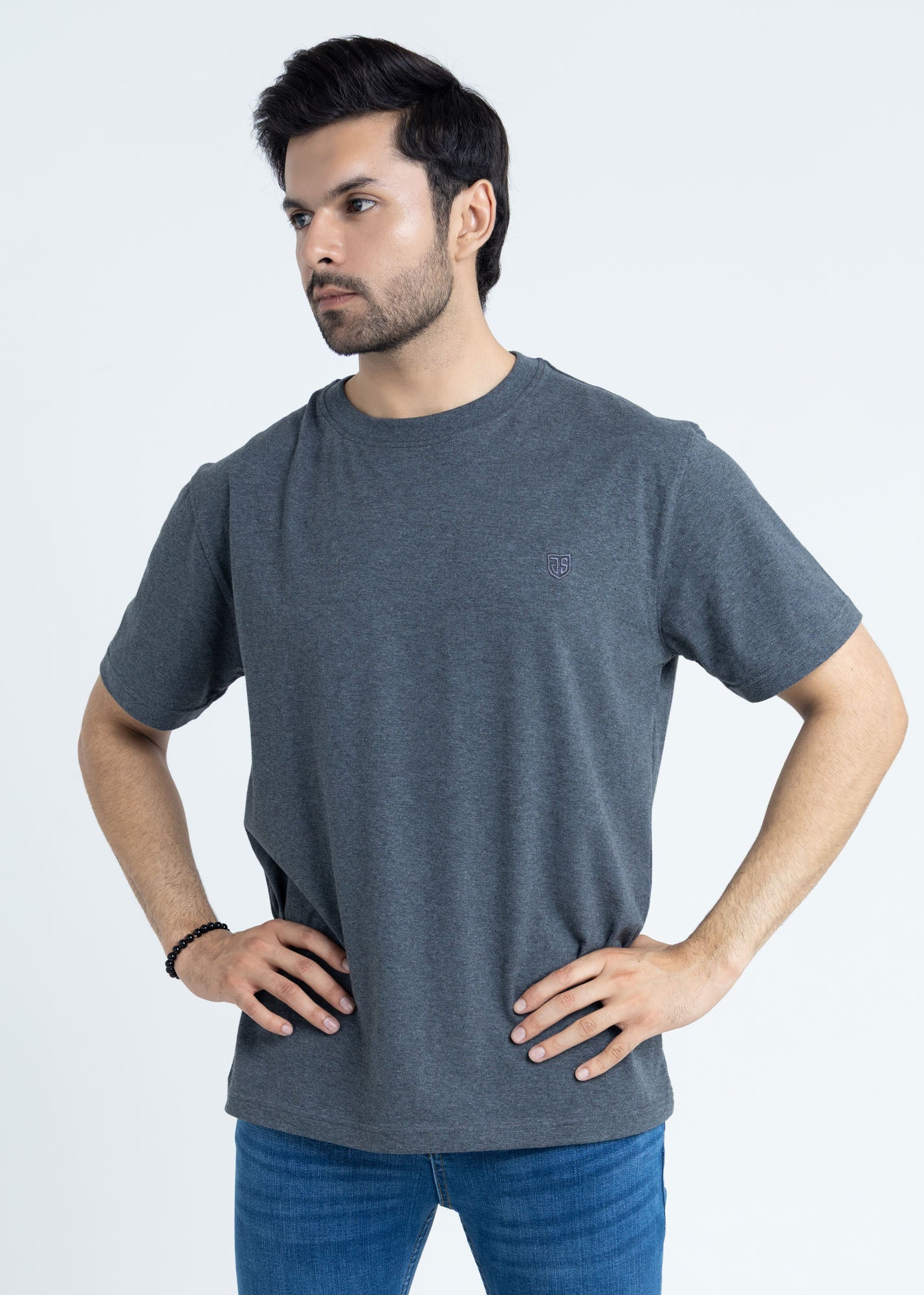 Relaxed Fit Heather Grey T-Shirt Lycra Jersey