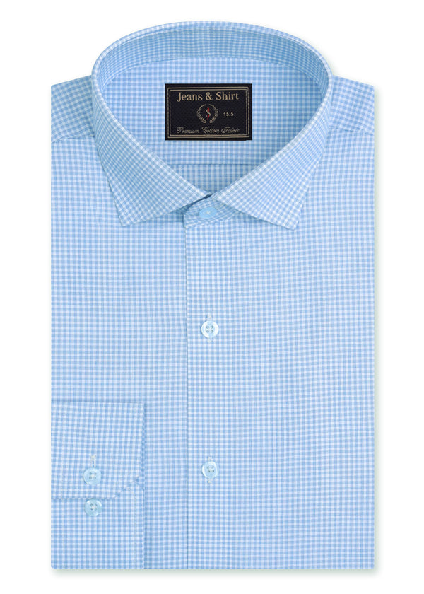 Sky Blue Micro Check Formal Shirt