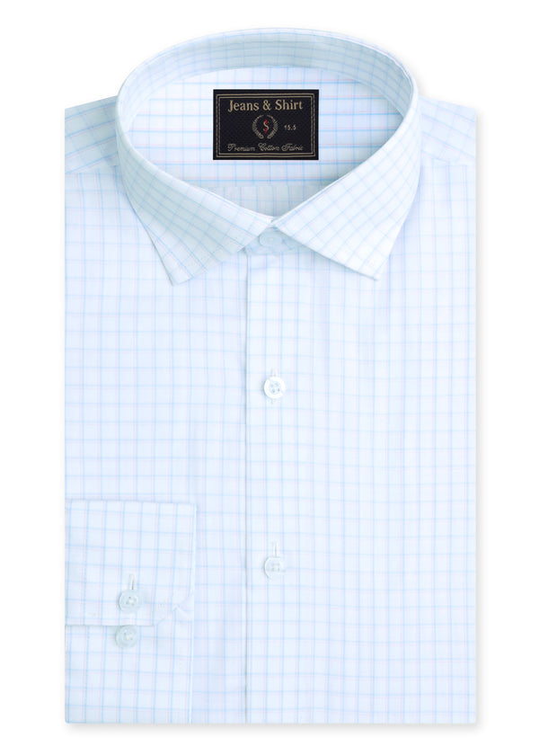 Soft Blue Check Formal Shirt