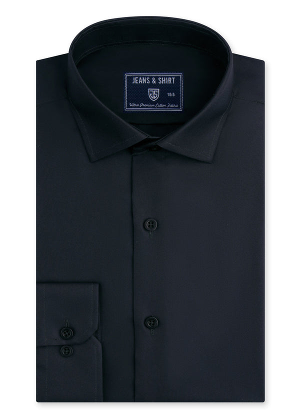 Jet Black Cotton Satin Shirt – Luxe Finish