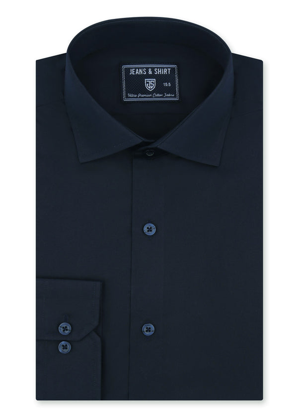 Deep Navy Cotton Satin Formal Shirt