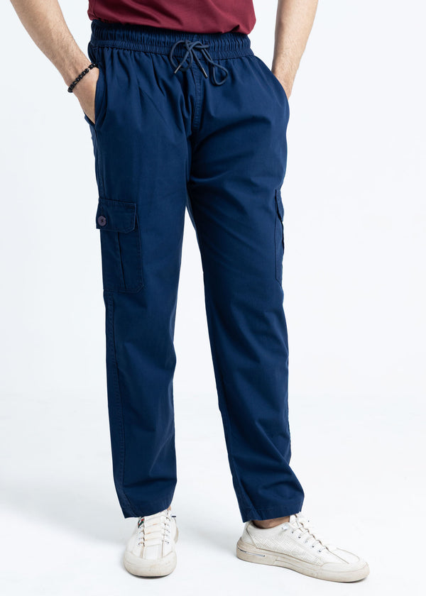 Comfort Cotton Cargo Trousers – Navy Blue