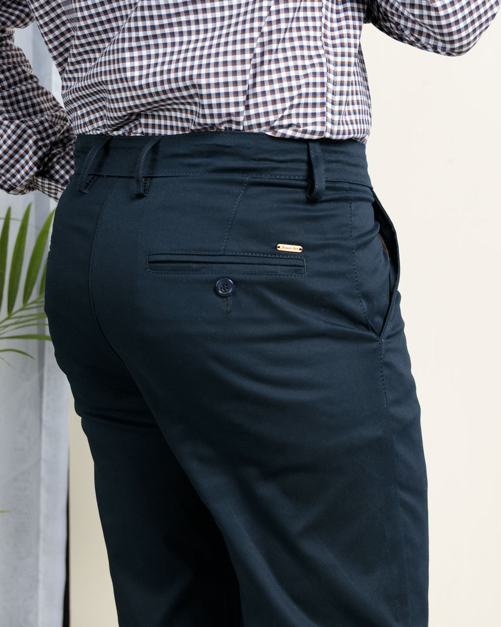 Twlight Navy Tapered Fit Cotton Pants