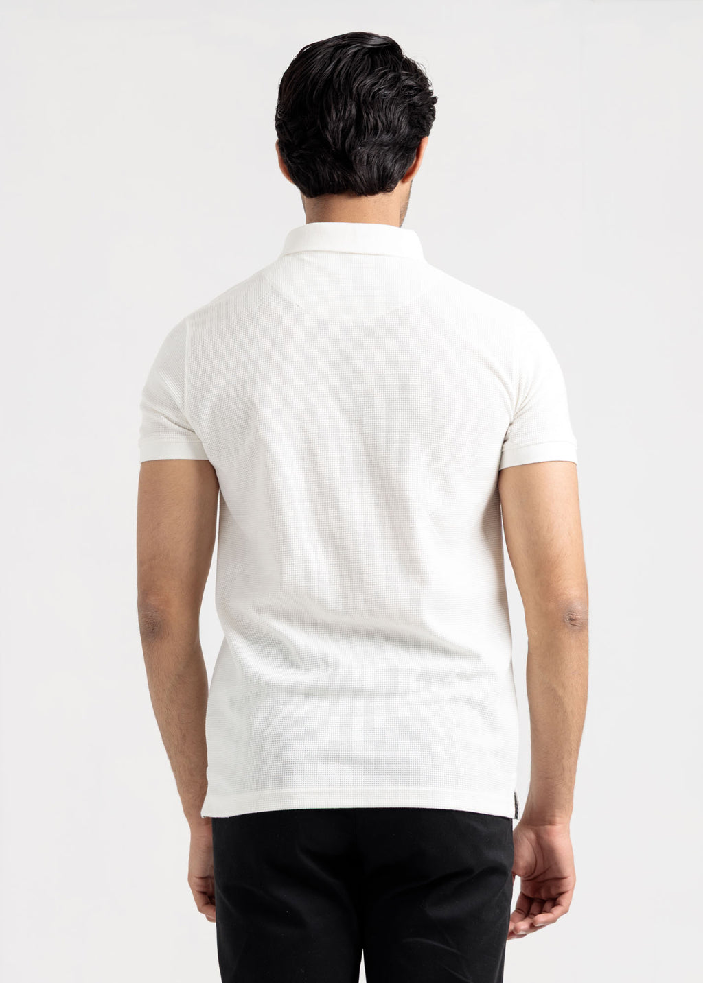 Waffle Knit Polo Shirt — Bright White