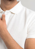 Waffle Knit Polo Shirt — Bright White