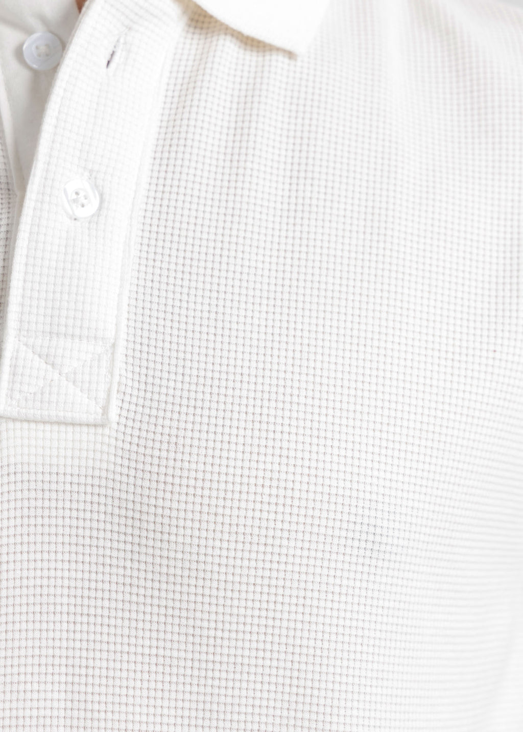 Waffle Knit Polo Shirt — Bright White