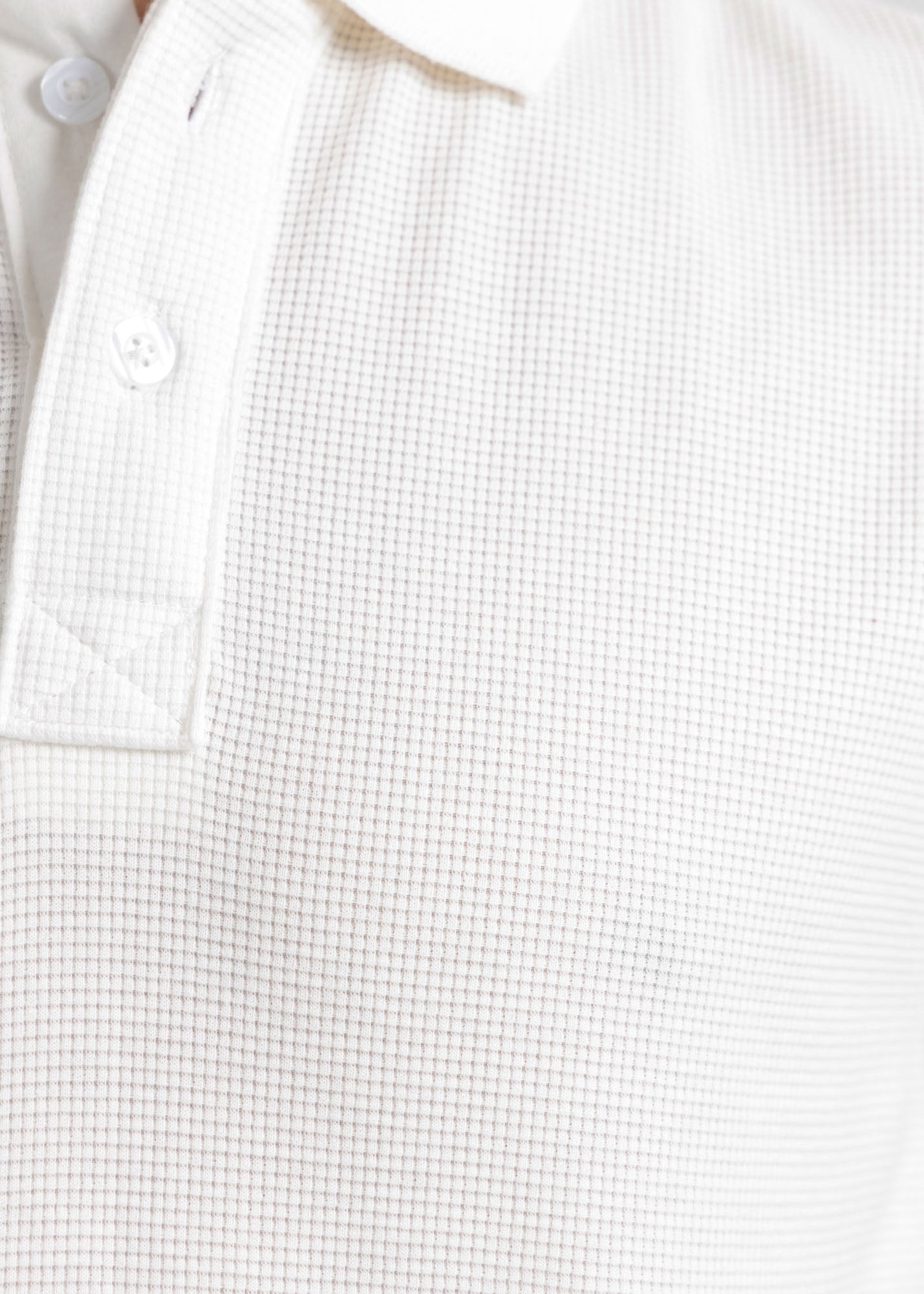 Waffle Knit Polo Shirt — Bright White