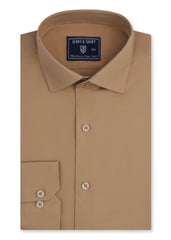 Camel Brown Cotton Satin Formal Shirt