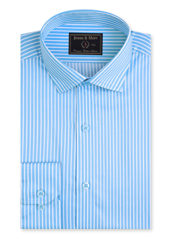 Blue & White Striped Formal Shirt