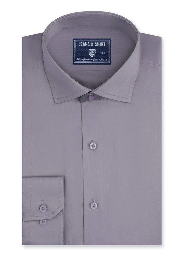 Mauve Grey Cotton Satin Formal Shirt