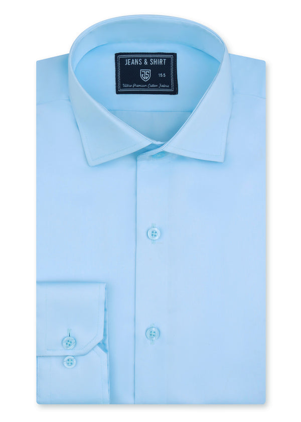 Sky Blue Cotton Satin Formal Shirt