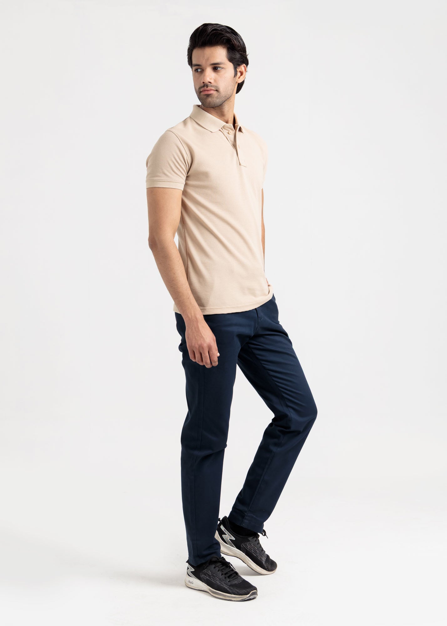 Waffle Knit Polo Shirt — Oatmeal