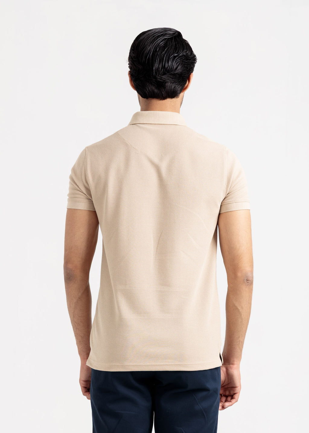 Waffle Knit Polo Shirt — Oatmeal