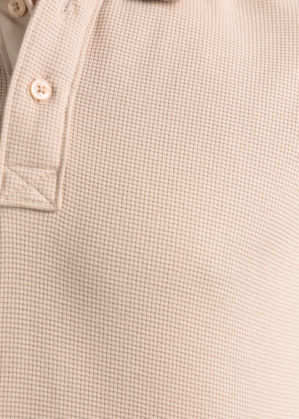 Waffle Knit Polo Shirt — Oatmeal