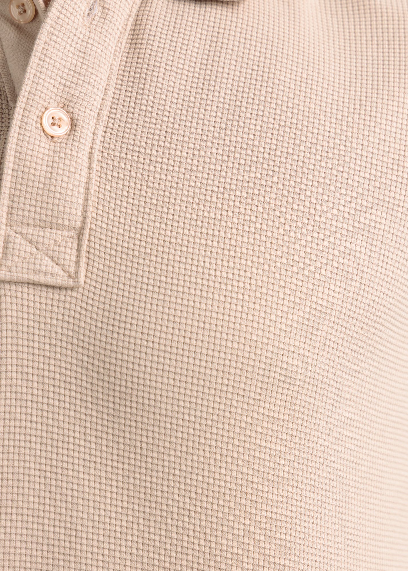 Waffle Knit Polo Shirt — Oatmeal