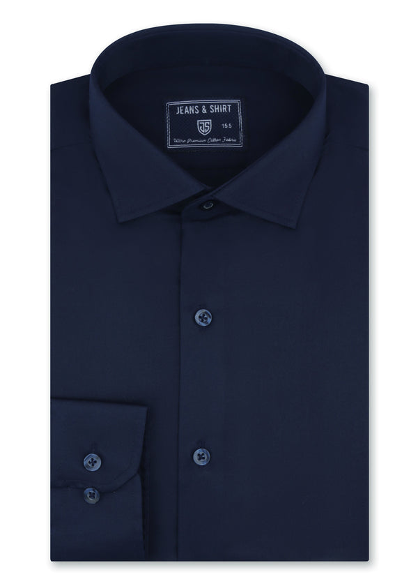 Dark Navy Cotton Satin Formal Shirt