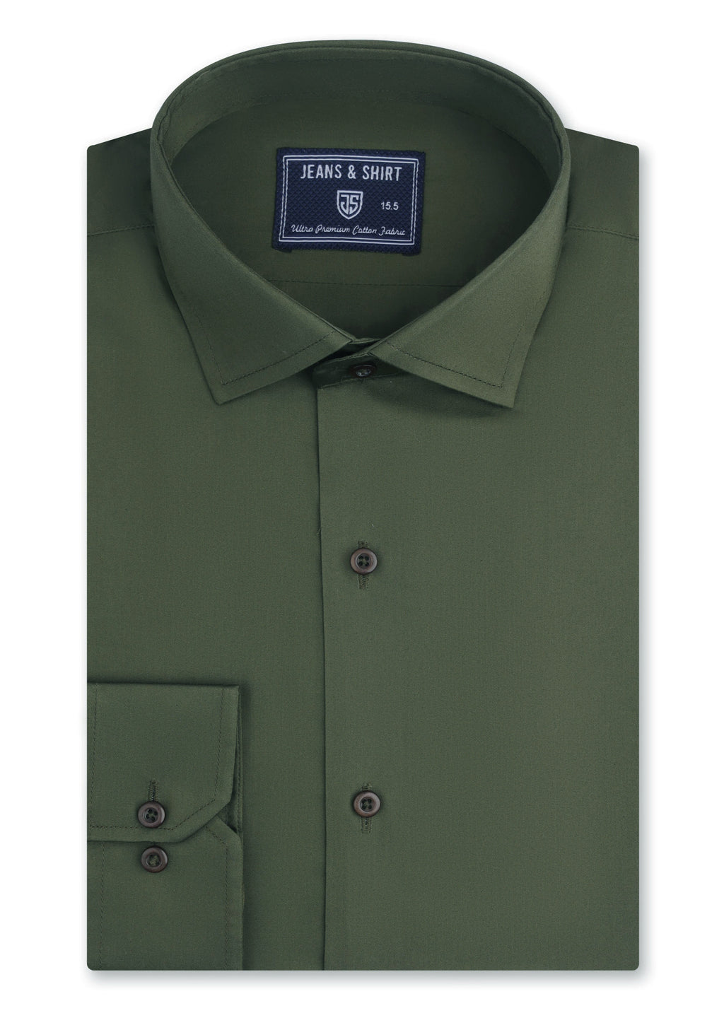 Olive Green Cotton Satin Formal Shirt