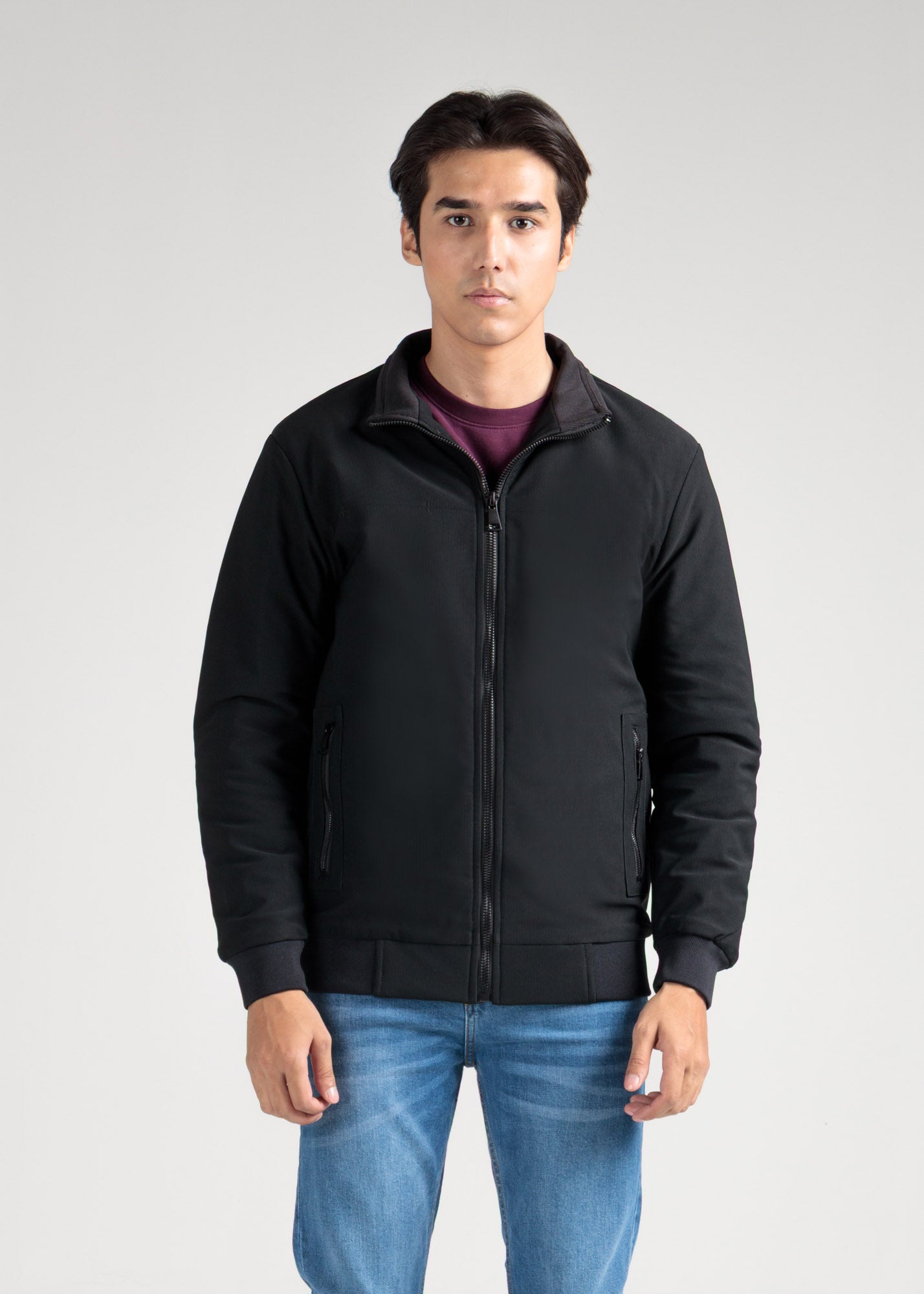 Quilted Corduroy Jacket – Black