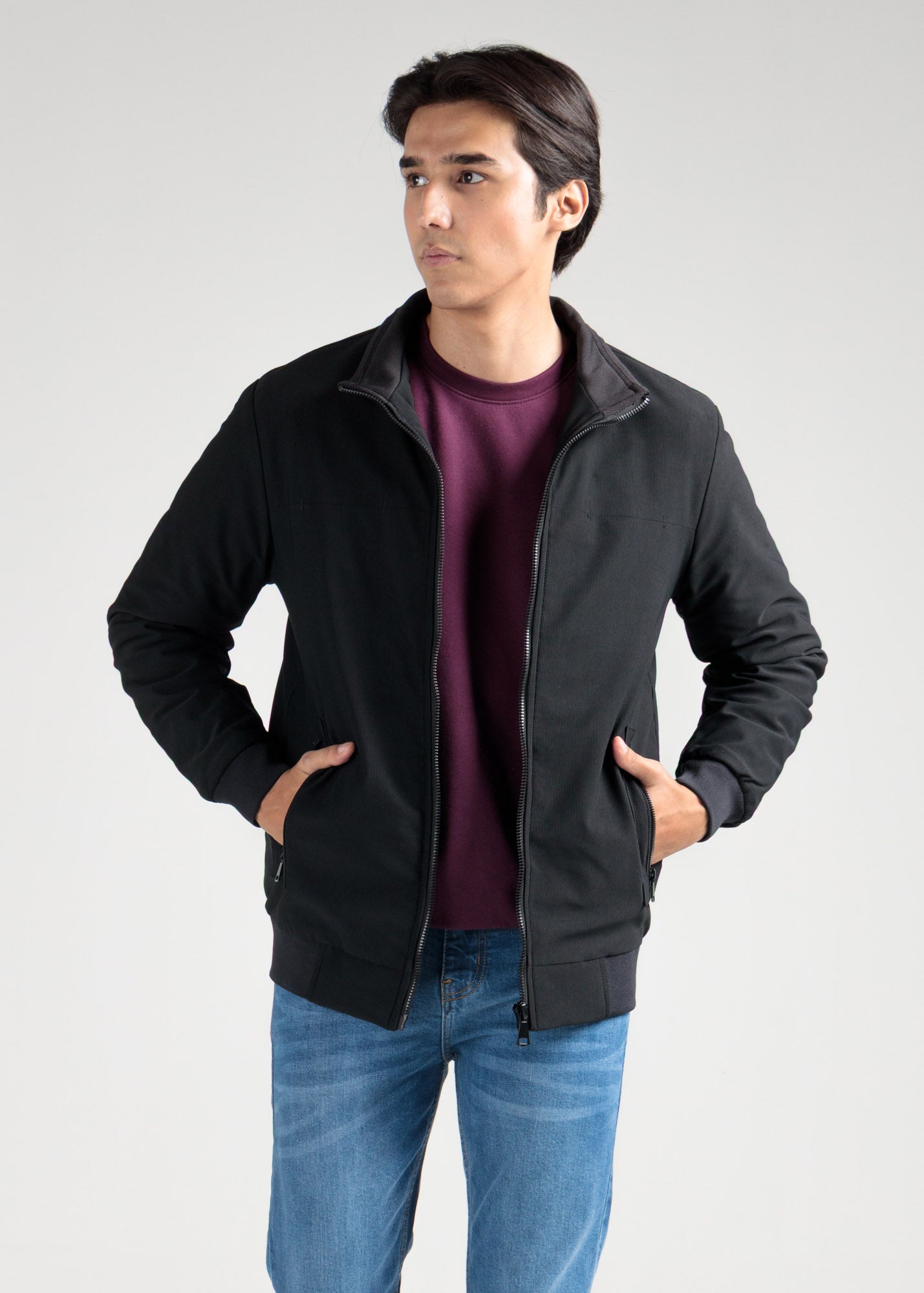 Quilted Corduroy Jacket – Black