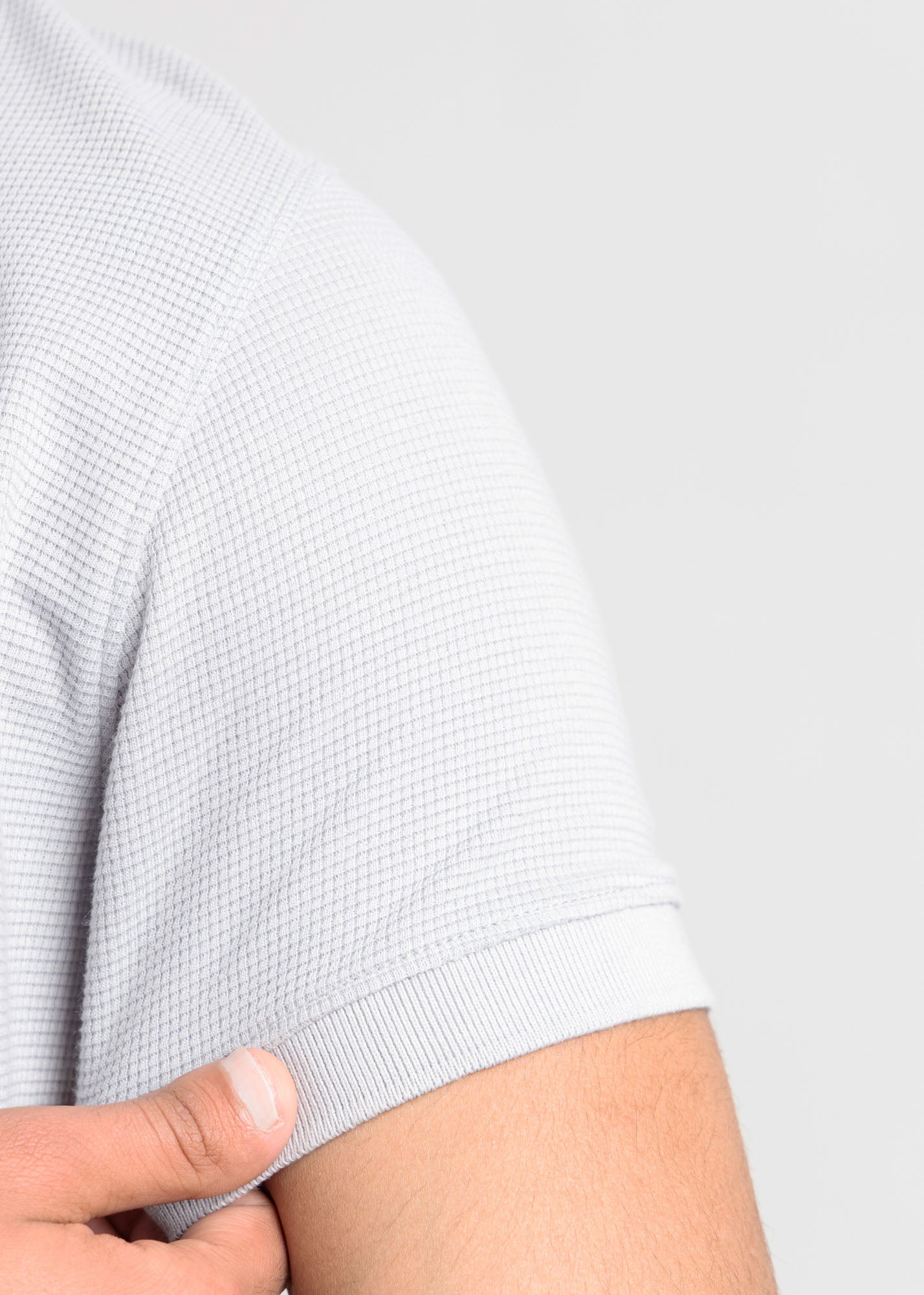 Waffle Knit Polo Shirt — Ice Grey