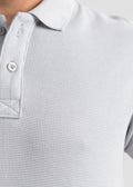Waffle Knit Polo Shirt — Ice Grey
