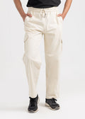 Relaxed Fit Cotton Cargo Trousers – Ivory