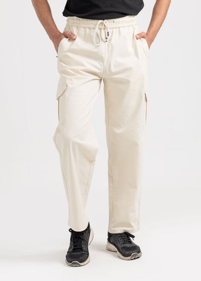 Relaxed Fit Cotton Cargo Trousers – Ivory