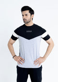 Black-Grey Split Color Block T-Shirt